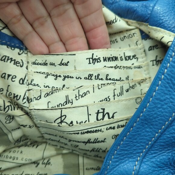 Nice Barr+Barr Women's Bag Blue Leather Purse Inside Card Pocket Hobo-lp - Picture 5 of 16